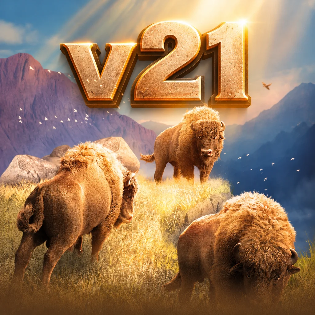 Kawanan bison di padang rumput pegunungan Buffalo Win dari v21